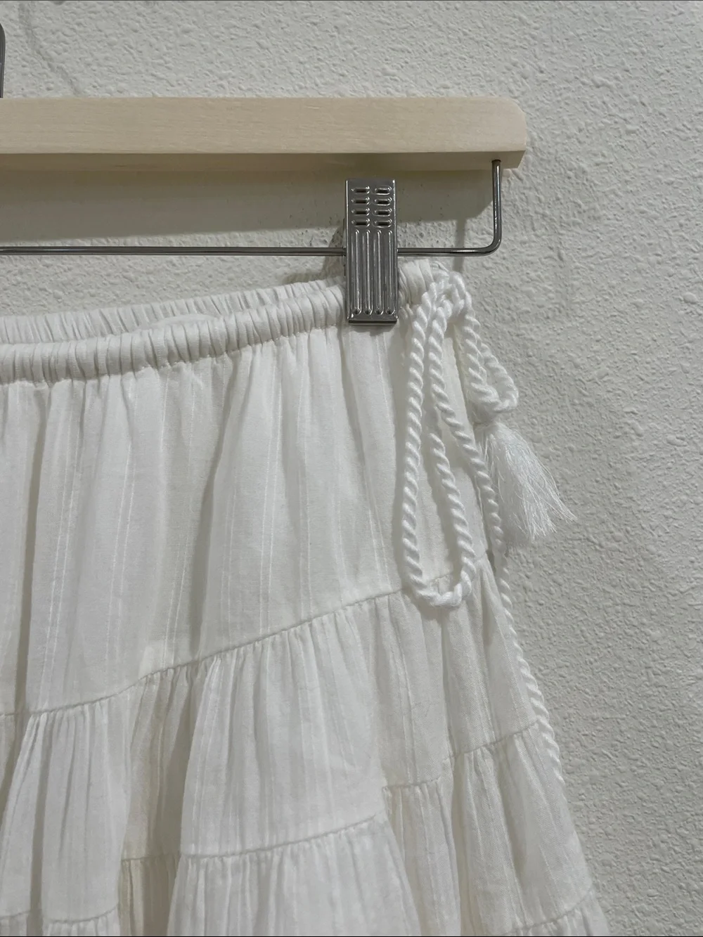 Free People Many Layers 100% Cotton Boho Prarie Y2K Flowy White Midi Skirt XS